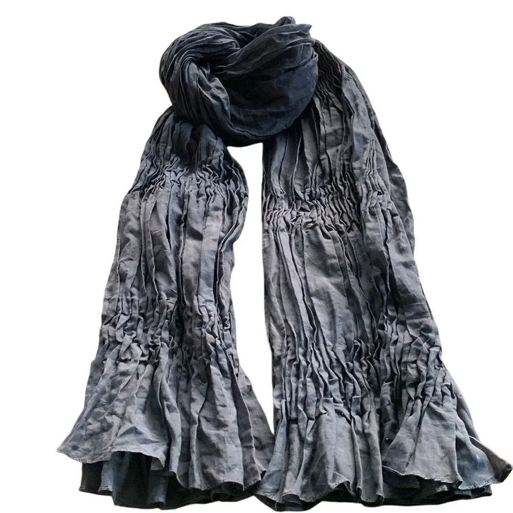 Nitin Goyal Blue Crinkle Pleated Scarf for Men